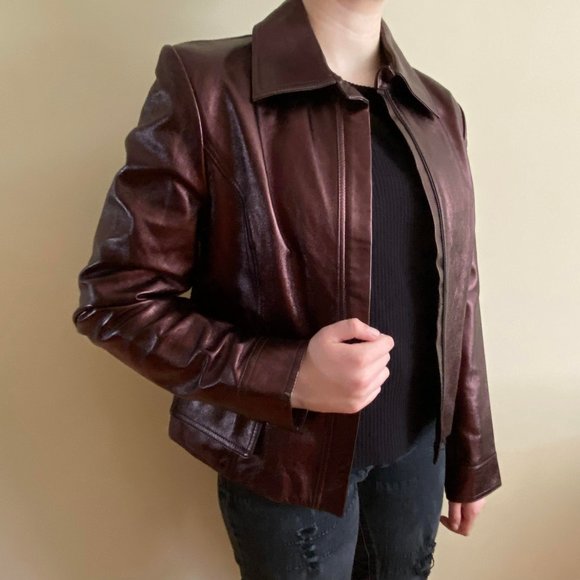 David Meister Jackets & Blazers - David Meister Metallic Leather Jacket
